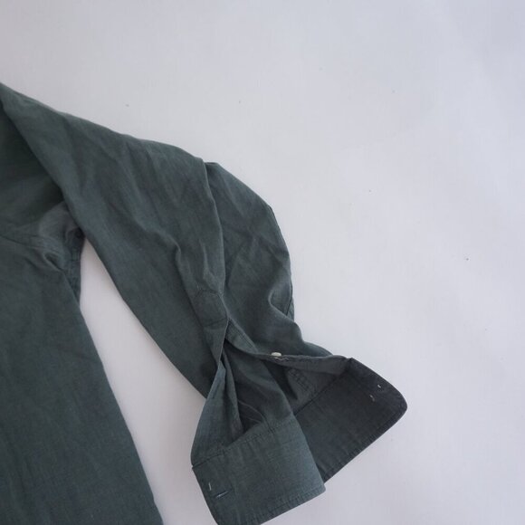 Vintage Pierre Cardin Olive Green Cotton Blend Button Up Dress Shirt 17 34/35 - Picture 4 of 10